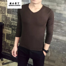 騎士普?。≒utin.Rider） 長(cháng)袖 男士T恤 咖啡色V領(lǐng) 