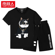 南極人（Nan Ji ren） 短袖 男士T恤 黑/大老貓-黑/記憶 