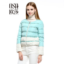 OSA欧莎冬新款<em>女装</em>蕾丝拼接羽绒服<em>外套羽绒</em>