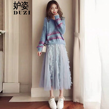 妒姿（DUZI） 純色 印花 連衣裙