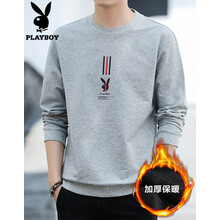 花花公子（PLAYBOY） 長袖 男士T恤 灰色加絨（3052） XL，L，XXL，XXXL，M