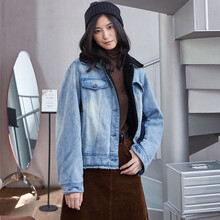 ANNSUU  長袖 女 短外套 口袋，拼接