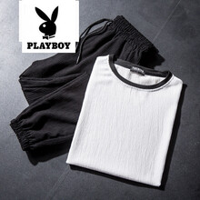花花公子（PLAYBOY） 短袖 男士T恤 1831白色-九分褲套裝 