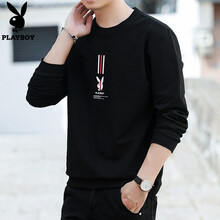 花花公子（PLAYBOY） 長(zhǎng)袖 男士T恤 黑色（305） 