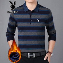 花花公子（PLAYBOY） 長(zhǎng)袖 男士T恤 3161藍(lán)色加絨 XL