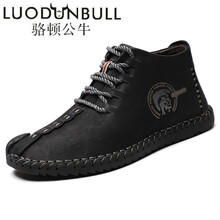 駱頓公牛（LUODUNBULL）男士6016黑色系帶-中邦加絨 46