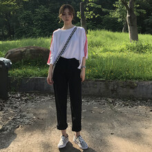 全棉黑色闊腳褲