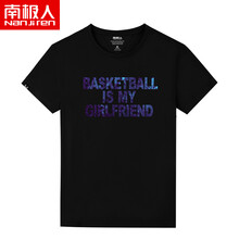 南極人（Nan Ji ren） 短袖 男士T恤 黑色/圓T-對鉤藍 