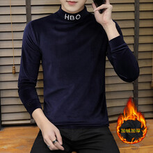 SCNDEWMY 長袖 男士T恤 DLGL03加絨藏青色 XL，L，M
