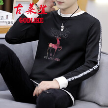 古萊登（GODLIKE） 長(cháng)袖 男士T恤 小彩色小鹿黑色 