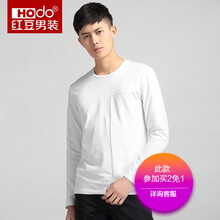 紅豆（Hodo） 長(zhǎng)袖 男士T恤 白色W1 