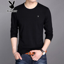 花花公子（PLAYBOY ESTABLISHED 1953） 長(zhǎng)袖 男士T恤 黑色 XXXL