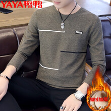 鴨鴨（YAYA） 長(zhǎng)袖 男士T恤 咖啡色/加絨 