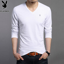 花花公子（PLAYBOY ESTABLISHED 1953） 長袖 男士T恤 1628白色 XXXL