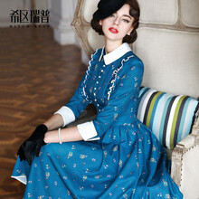 希區瑞普（HITCHREAP） 碎花 荷葉邊，紐扣，褶皺 連衣裙