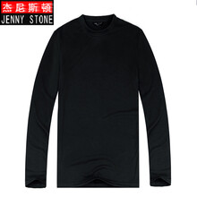杰尼斯頓（Jenny Stone） 長袖 男士T恤 黑色圓領(lǐng) 