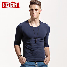 續(xù)點(diǎn)（XDIAN） 長(zhǎng)袖 男士T恤 寶藍(lán)圓領(lǐng) 