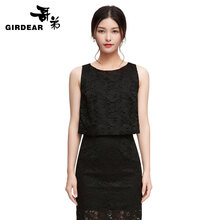 哥弟（GIRDEAR） 蕾絲 短袖 T恤 女 圓領(lǐng)