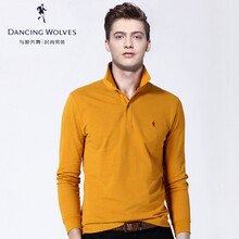 與狼共舞（DANCING WOLVES） 長(cháng)袖 男士T恤 棕黃色 