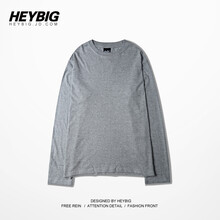 HEYBIG 長袖 男士T恤 灰色 