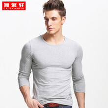 潮繁軒（CAOFXIANFIG） 長(cháng)袖 男士T恤 淺灰 