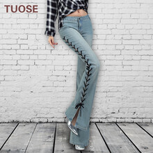 拓澀（TUOSE）  喇叭褲 女 長褲 牛仔褲