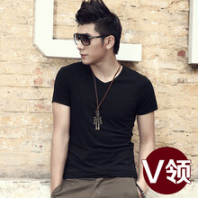 賓色（BINSE） 短袖 男士T恤 V領(lǐng)黑色奧代爾 