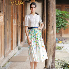 VOA 碎花 拼接，紐扣，褶皺，印花 連衣裙