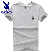 花花公子（PLAYBOY） 短袖 男士T恤 灰色圓領(lǐng) 