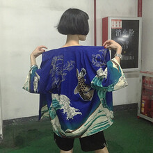 洛錦 圓領(lǐng) 七分袖 女 短外套 系帶