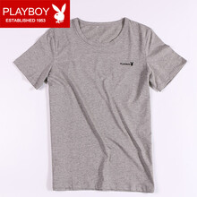 PLAYBOY 短袖 男士T恤 麻灰圓領(lǐng) 