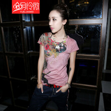 月憐微 印花 短袖 T恤 女 圓領(lǐng)