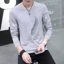 茜靚（Chyllirn） 長袖 男士T恤 6130灰色 XL