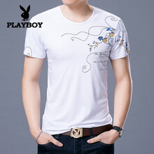 花花公子（PLAYBOY） 短袖 男士T恤 2720白色 
