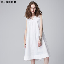 S.DEER 純色 不規(guī)則 連衣裙