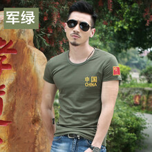 韓杰美（HANJIEMEI） 短袖 男士T恤 圓領(lǐng)軍綠色中國(guó) XL