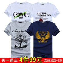 瑾天 短袖 男士T恤 G白項(xiàng)鏈白大樹灰金鷹藍(lán) M