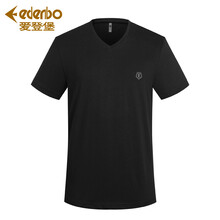 愛(ài)登堡（edenbo） 短袖 男士T恤 黑色-V領(lǐng) 