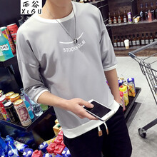 西谷（xigu） 五分袖 男士T恤 笑臉灰色 XXL
