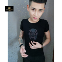 C2潮朝(C2 chao chao) 短袖 男士T恤 變色臉譜黑色 S