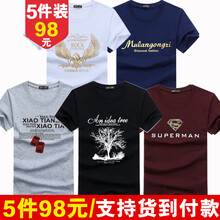 賓宇兄弟（BINYUXD） 短袖 男士T恤 金翅白+木蘭藍(lán)+項(xiàng)鏈淺灰+樹(shù)黑+金超人酒紅 加大