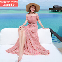 Warming Timne 格紋 露肩 連衣裙
