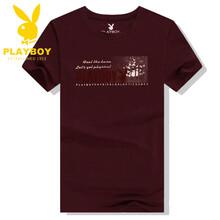花花公子（PLAYBOY） 短袖 男士T恤 酒紅 M