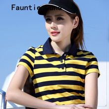 Fauntie Luna 條紋，紐扣 短袖 T恤 女 POLO領(lǐng)