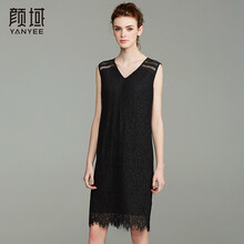 顏域（YANYEE） 純色 紗網(wǎng) 連衣裙