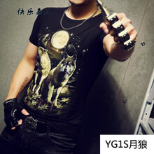 快樂嘉人 短袖 男士T恤 YG1夜光月狼 S，XL，L，XXL，XXXL，M