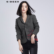 S.DEER 西裝領 長袖 女 短外套 口袋，紐扣