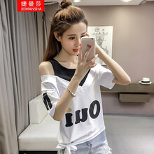 婕曼莎 綁帶 短袖 T恤 女 圓領(lǐng)