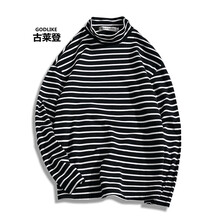 古萊登（GODLIKE） 長袖 男士T恤 高領(lǐng)條紋黑色 XL，L，XXXL，M，XXL