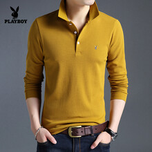 花花公子（PLAYBOY） 長(cháng)袖 男士T恤 黃色 XL，L，M，XXL，XXXL